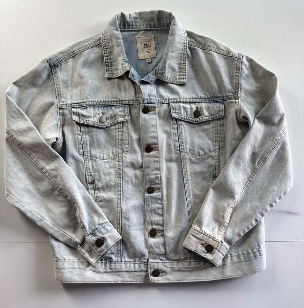 Rip Curl Denim Jacket Size S Keep On Surfin Back Patch